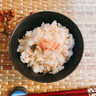 適当に鮭と明太子の炊き込みご飯